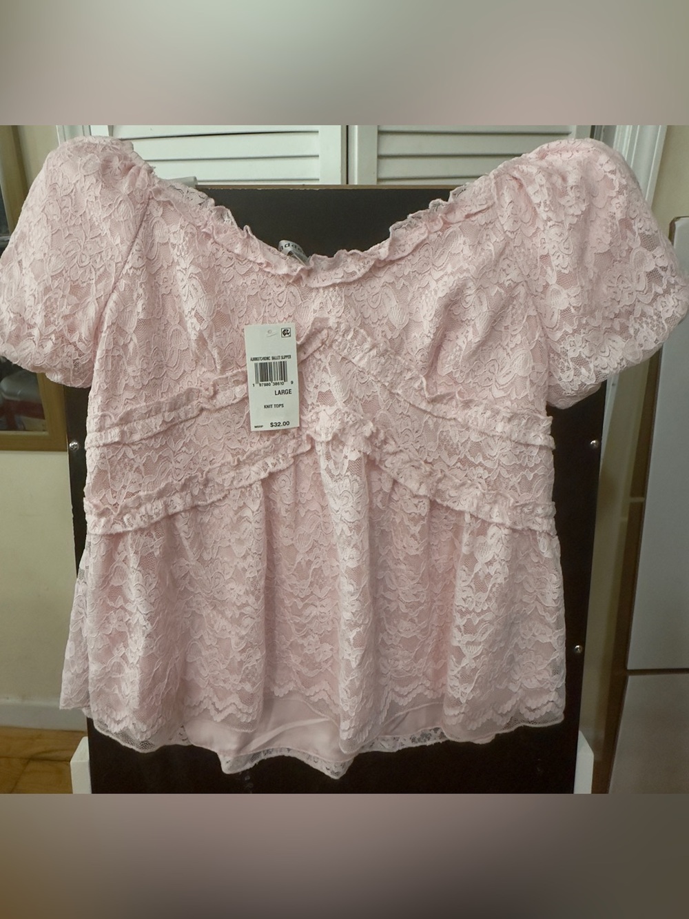 Brand New Madden Girl Soft Pink Lace Knit Top L